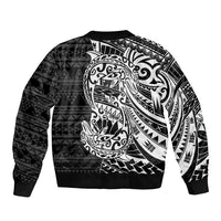 White Couple Dolphins Maori Polynesian Style Sleeve Zip Bomber Jacket LT9 - Polynesian Pride