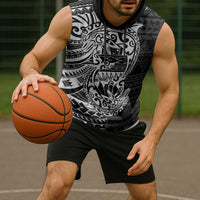 White Couple Dolphins Maori Polynesian Style Sleeveless Hoodie - Polynesian Pride