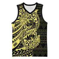 Yellow Couple Dolphins Maori Polynesian Style Basketball Jersey - Polynesian Pride