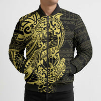 Yellow Couple Dolphins Maori Polynesian Style Bomber Puffer Jacket - Polynesian Pride