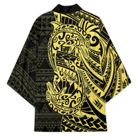 Yellow Couple Dolphins Maori Polynesian Style Kimono - Polynesian Pride