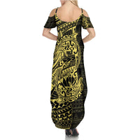 Yellow Couple Dolphins Maori Polynesian Style Summer Maxi Dress