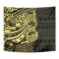 Yellow Couple Dolphins Maori Polynesian Style Tapestry