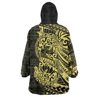 Yellow Couple Dolphins Maori Polynesian Style Wearable Blanket Hoodie