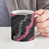 Guam Bougainvillea Lei Ceramic Mug Chamorro Tribal Pattern - Polynesian Pride