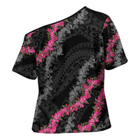 Guam Bougainvillea Lei Cross Shoulder Shirt Chamorro Tribal Pattern - Polynesian Pride