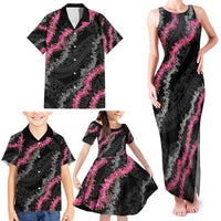 Guam Bougainvillea Lei Family Matching Tank Maxi Dress and Hawaiian Shirt Chamorro Tribal Pattern