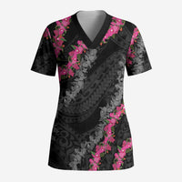 Guam Bougainvillea Lei Scrub Top Chamorro Tribal Pattern - Polynesian Pride