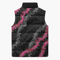 Guam Bougainvillea Lei Sleeveless Puffer Jacket Chamorro Tribal Pattern - Polynesian Pride