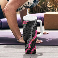 Guam Bougainvillea Lei Tumbler With Handle Chamorro Tribal Pattern