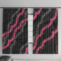 Guam Bougainvillea Lei Window Curtain Chamorro Tribal Pattern LT9 With Hooks Black - Polynesian Pride