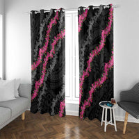 Guam Bougainvillea Lei Window Curtain Chamorro Tribal Pattern LT9 With Grommets Black - Polynesian Pride