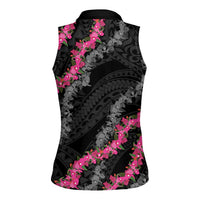 Guam Bougainvillea Lei Women Sleeveless Polo Shirt Chamorro Tribal Pattern