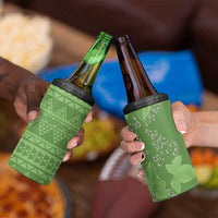 Hawaii Molokai Island Kukui Nut Flowers 4 in 1 Can Cooler Tumbler Tribal Kakau Pattern