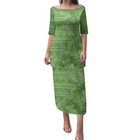 Hawaii Molokai Island Kukui Nut Flowers Family Matching Puletasi and Hawaiian Shirt Tribal Kakau Pattern