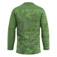 Hawaii Molokai Island Kukui Nut Flowers Hockey Jersey Tribal Kakau Pattern - Polynesian Pride
