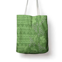 Hawaii Molokai Island Kukui Nut Flowers Tote Bag Tribal Kakau Pattern - Polynesian Pride
