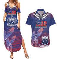 Custom Samoa 1962 Independence Day Custom Couples Matching Summer Maxi Dress and Hawaiian Shirt Manuia le Aso Tuto'atasi Ula Nifo Blue Art