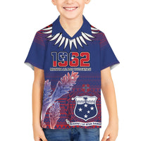 Custom Samoa 1962 Independence Day Custom Hawaiian Shirt Manuia le Aso Tuto'atasi Ula Nifo Blue Art