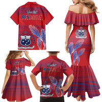 Custom Samoa 1962 Independence Day Custom Family Matching Mermaid Dress and Hawaiian Shirt Manuia le Aso Tuto'atasi Ula Nifo Red Art