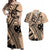 Custom Samoa Manuia le 62 Tausaga O le Tuto’atasi Couples Matching Off Shoulder Maxi Dress and Hawaiian Shirt Samoan Tatau Beige Art