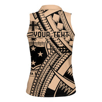 Custom Samoa Manuia le 62 Tausaga O le Tuto’atasi Women Sleeveless Polo Shirt Samoan Tatau Beige Art