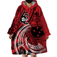 Custom Samoa Manuia le 62 Tausaga O le Tuto’atasi Wearable Blanket Hoodie Samoan Tatau Red Art