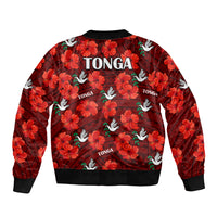 Tonga Rugby Bomber Jacket Polynesian Style With Hibiscus LT9 - Polynesian Pride