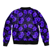 Polynesian Pride Hawaii Style With Hibiscus Sleeve Zip Bomber Jacket Blue LT9 - Polynesian Pride