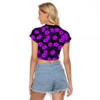 Polynesian Pride Hawaii Style With Hibiscus Raglan Cropped T Shirt Purple LT9 - Polynesian Pride