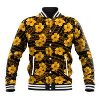 Polynesian Pride Hawaii Style With Hibiscus Baseball Jacket Yellow LT9 Unisex Yellow - Polynesian Pride