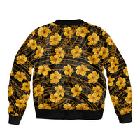 Polynesian Pride Hawaii Style With Hibiscus Sleeve Zip Bomber Jacket Yellow LT9 - Polynesian Pride