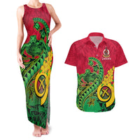 Vanuatu Islands Couples Matching Tank Maxi Dress And Hawaiian Shirt Polynesian Tattoo and Sea Turtle LT9 Green - Polynesian Pride