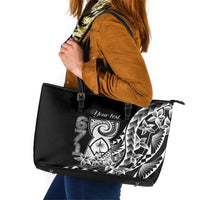 671 Guam Personalised Leather Tote Bag Latte Stone Tribal