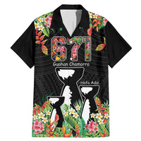 671 Guam Personalised Family Matching Mermaid Dress and Hawaiian Shirt Latte Stone and Tropical Flowers LT9 Dad's Shirt - Short Sleeve Black - Polynesian Pride