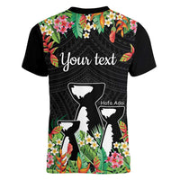 671 Guam Personalised Women V-Neck T-Shirt Latte Stone and Tropical Flowers