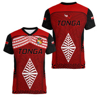 Tonga Rugby Women V Neck T Shirt Go Champions World Cup 2023 Ngatu Unique LT9 - Polynesian Pride