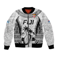 Fiji Rugby Bomber Jacket Go Champions World Cup 2023 Tapa Unique White Vibe LT9 Unisex White - Polynesian Pride