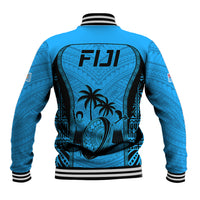 Fiji Rugby Baseball Jacket Go Champions World Cup 2023 Tapa Unique Blue Vibe LT9 - Polynesian Pride