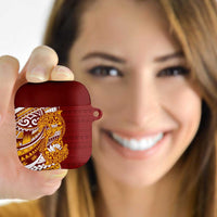 Couple Dolphins Maori Motif AirPods Case LT9 Burgundy - Polynesian Pride