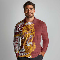 Couple Dolphins Maori Motif Long Sleeve Polo Shirt - Polynesian Pride