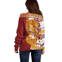 Couple Dolphins Maori Motif Off Shoulder Sweater - Polynesian Pride