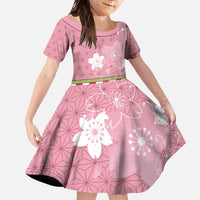 Japanese Asanoha Pattern Family Matching Off The Shoulder Long Sleeve Dress and Hawaiian Shirt Charm Against Evil Spirits - Polynesian Pride