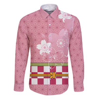 Japanese Asanoha Pattern Family Matching Off The Shoulder Long Sleeve Dress and Hawaiian Shirt Charm Against Evil Spirits - Polynesian Pride