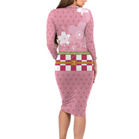 Japanese Asanoha Pattern Long Sleeve Bodycon Dress Charm Against Evil Spirits - Polynesian Pride