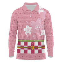 Japanese Asanoha Pattern Long Sleeve Polo Shirt Charm Against Evil Spirits - Polynesian Pride