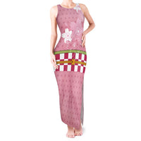 Japanese Asanoha Pattern Tank Maxi Dress Charm Against Evil Spirits LT9 Women Pink - Polynesian Pride