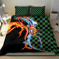 Japanese Asanoha Pattern Bedding Set Sun Flame Slayer Dragon Hinokami Kagura Spirit - Polynesian Pride