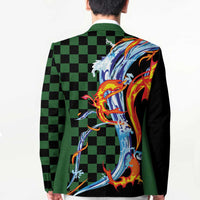 Japanese Asanoha Pattern Blazer Sun Flame Slayer Dragon Hinokami Kagura Spirit - Polynesian Pride