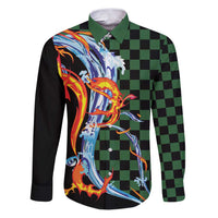 Japanese Asanoha Pattern Family Matching Puletasi and Hawaiian Shirt Sun Flame Slayer Dragon Hinokami Kagura Spirit - Polynesian Pride